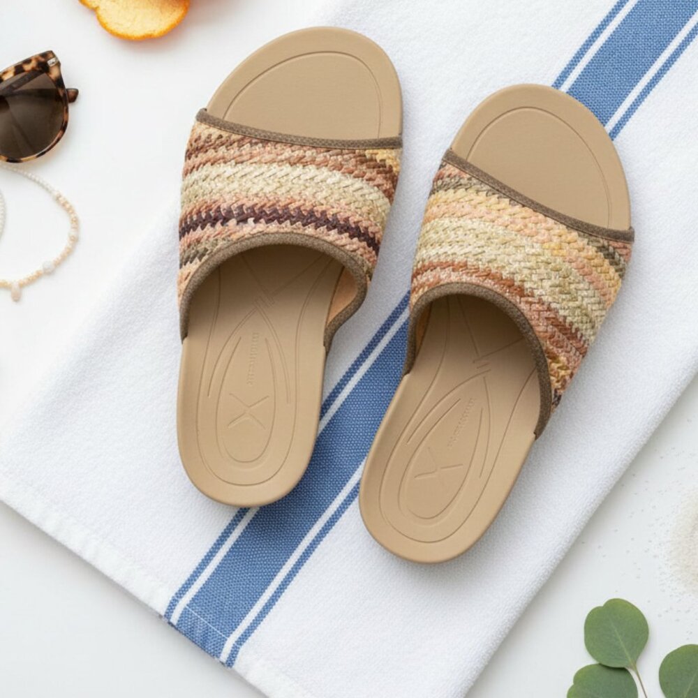 Twisted X Boho Woven Slides - Multi Earth Tone Slip-On Sandals - Size 8